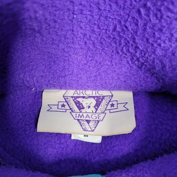 VINTAGE 90s fleece purple Cog Railway quarter button pullover‎ unisex M - Picture 8 of 10